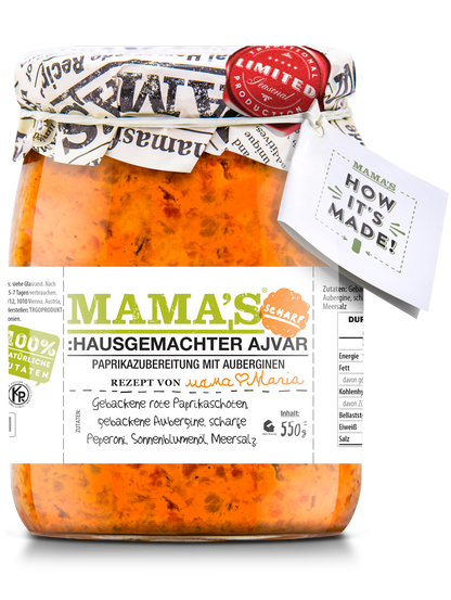 Mama´s hausgemachter Ajvar scharf 550g⎢Bei Bodega Dalmatia kaufen!